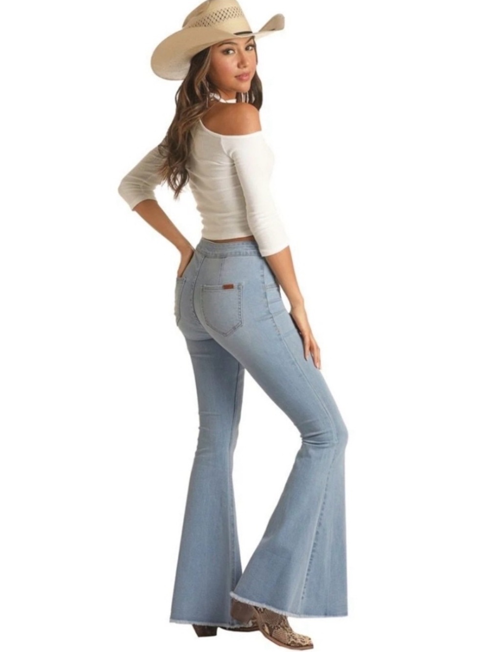 Rock & Roll Cowgirl Light Blue High-Waist Flare Jeans